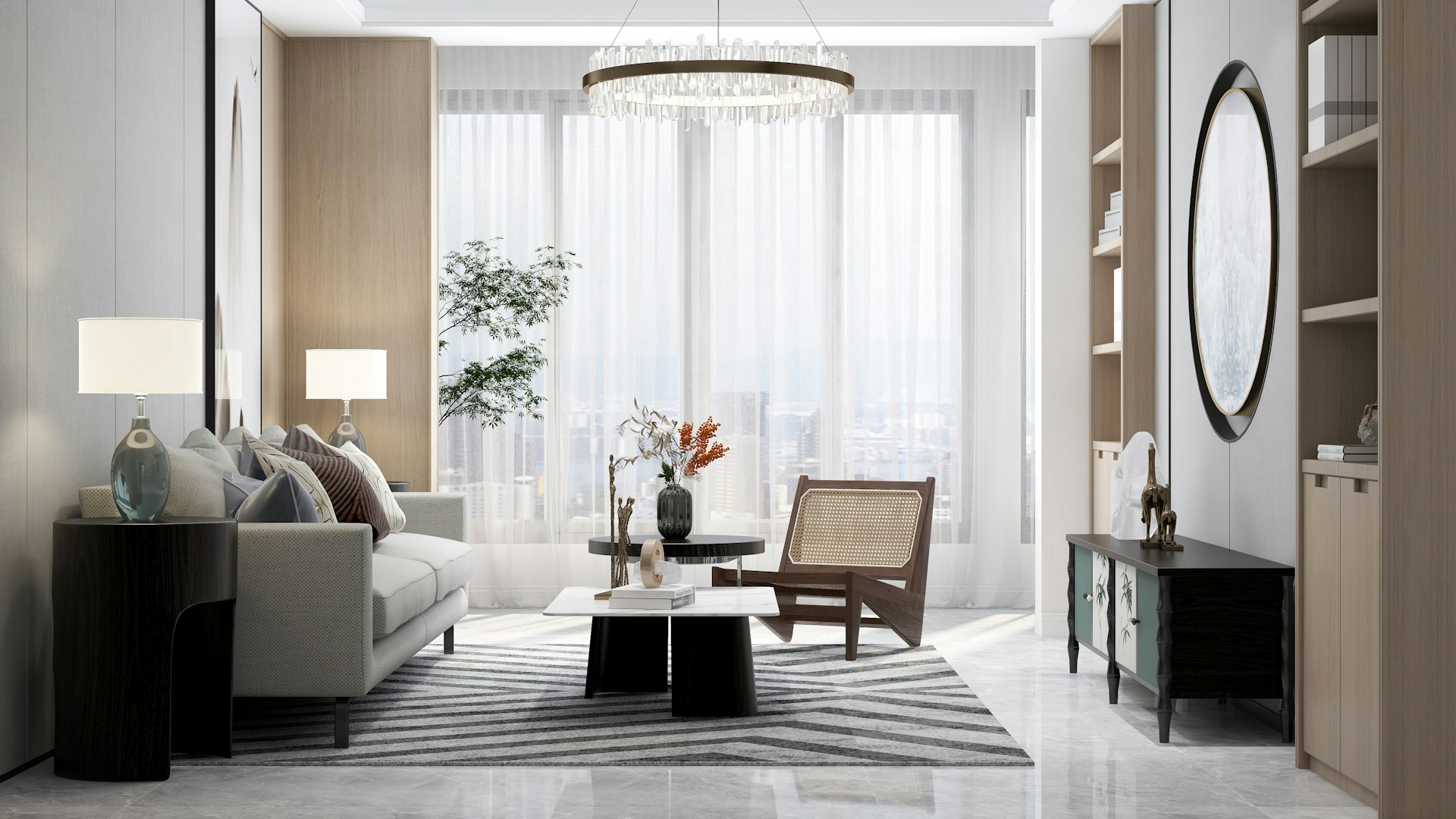 bright and airy living room with modern decor