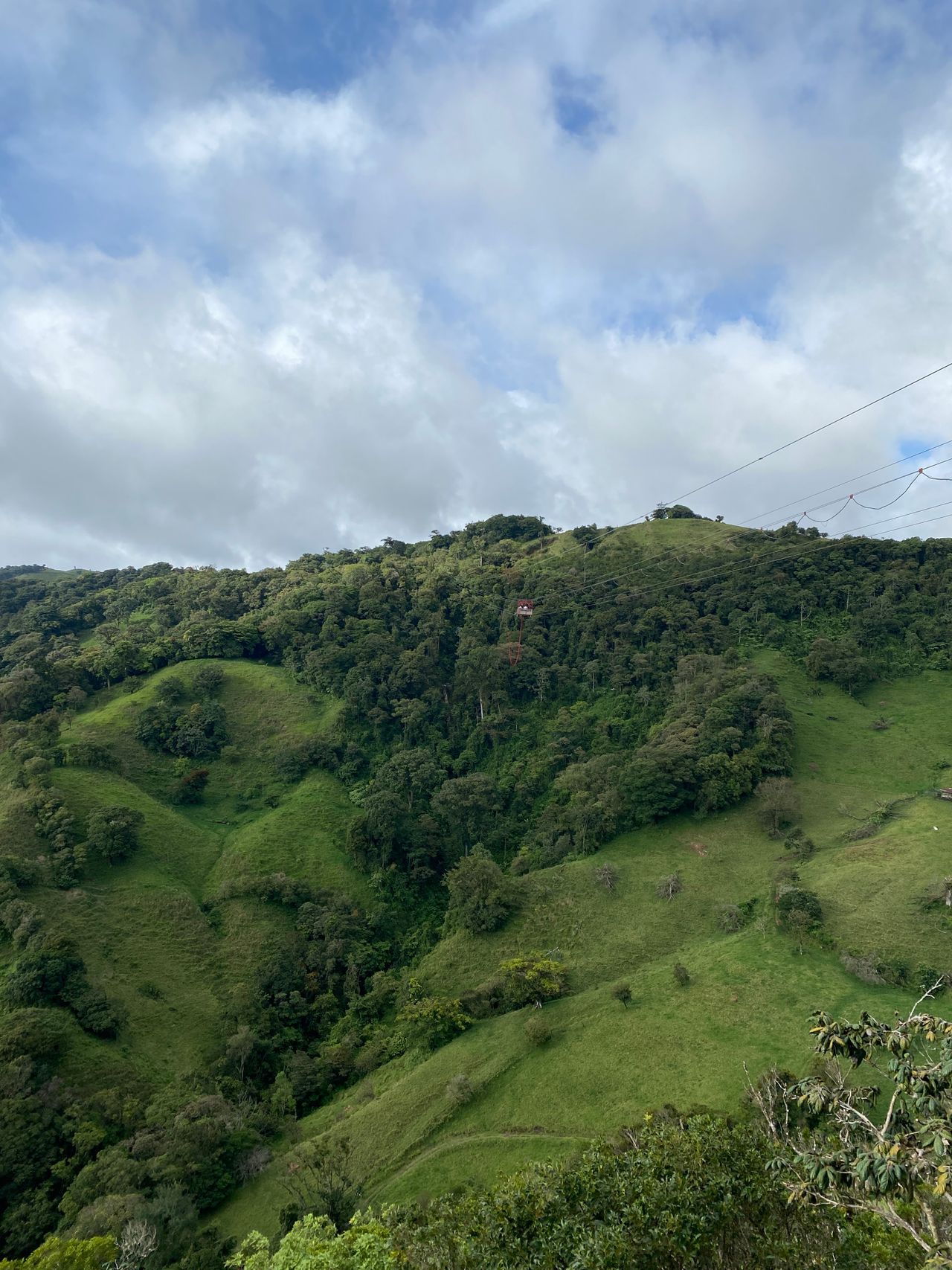 Monteverde's green hills under a cloud-dappled sky, Costa Rica